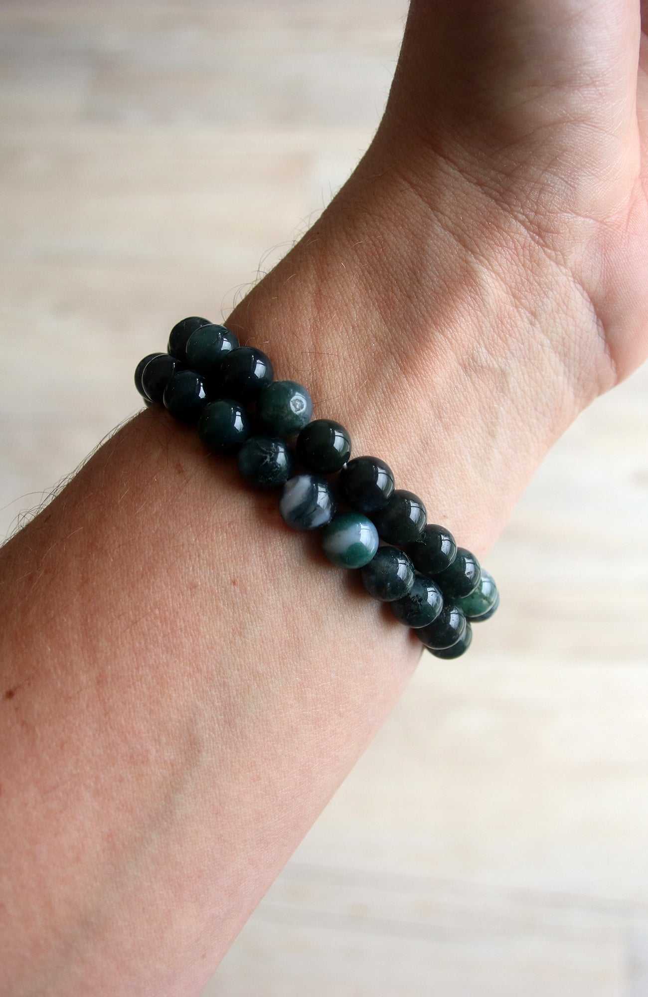 Moss Agate Bead 8mm Bracelet 304